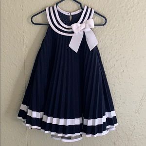 Navy pleated toddler dress